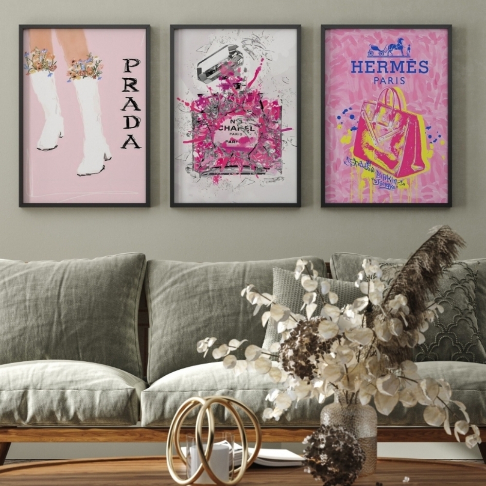 Hermes Three Piece Framed Wall Art Each Piece 8.5x11 In